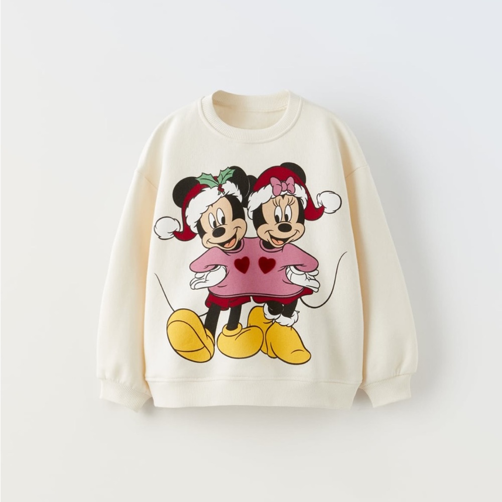NWT Zara 2-3Y Minnie and Mickey Mouse Christmas holiday sweater texture